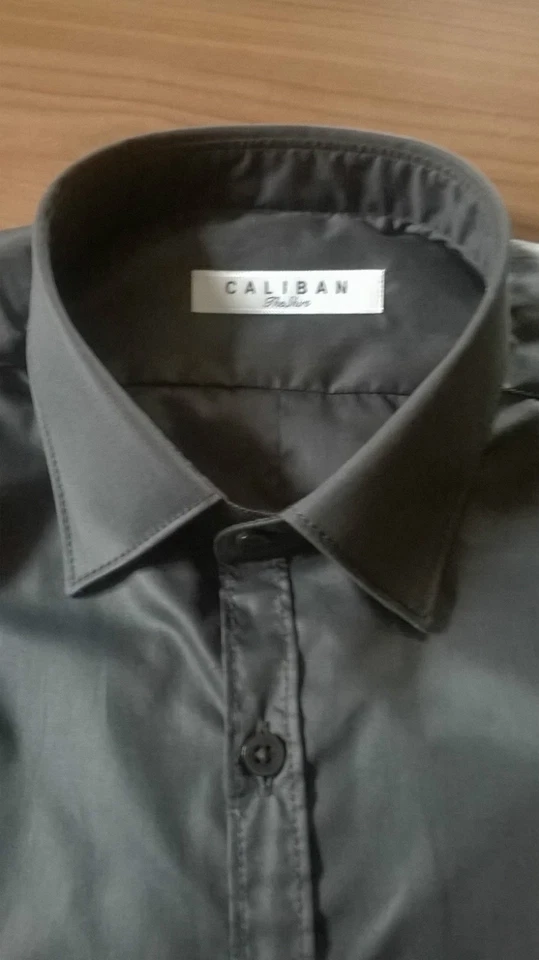 CALIBAN camicia uomo collo italiano SLIM tessuto lucido TG 40 - Immagine 2 di 3