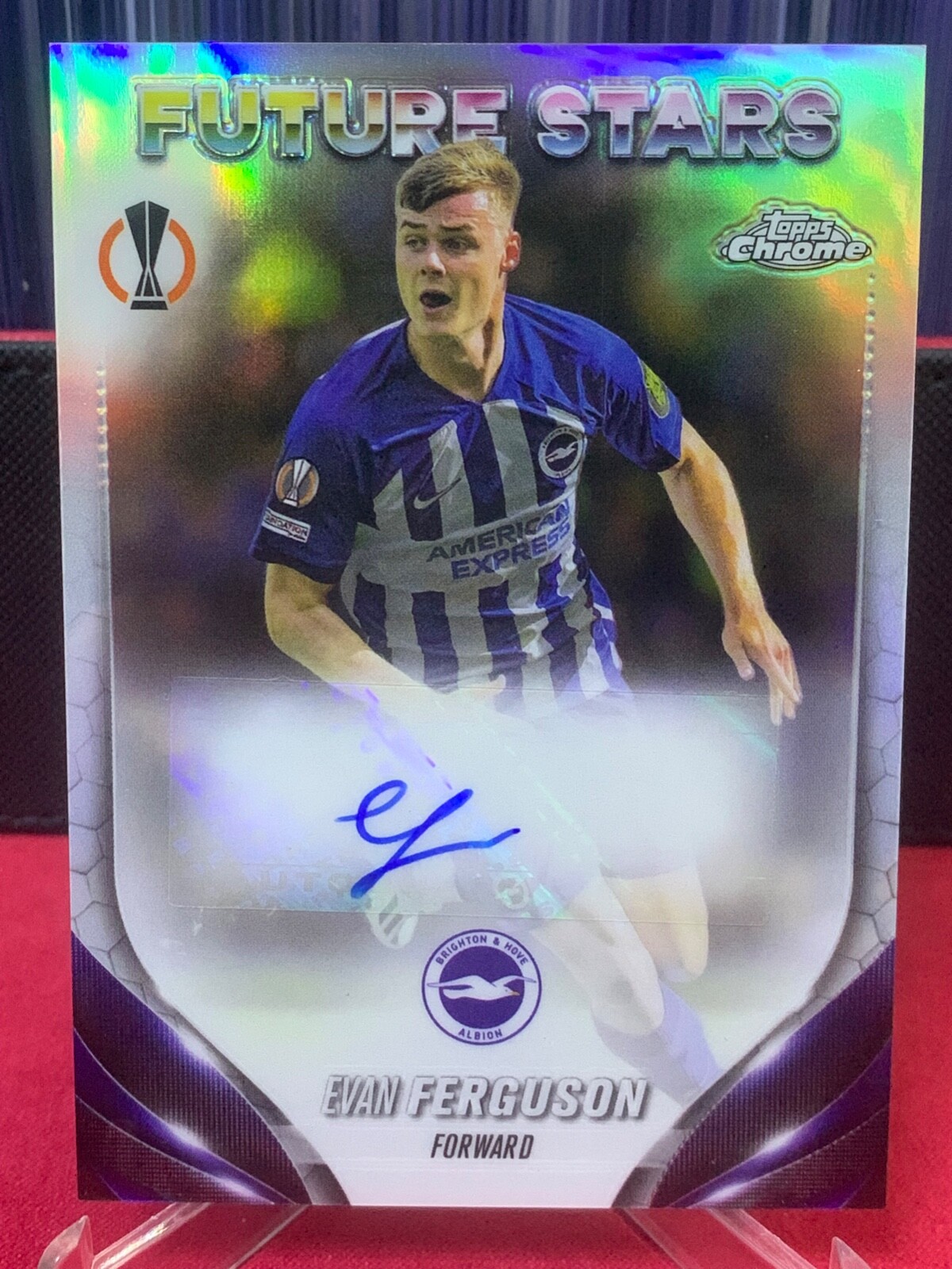 2023-24 Topps Chrome UEFA Evan Ferguson Future Stars Refractor Auto NO.6