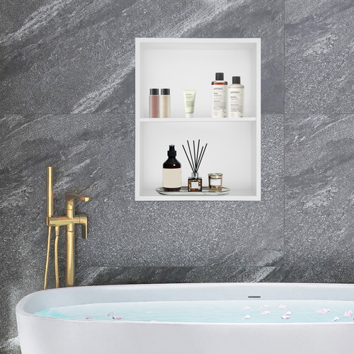 Armadio a muro da incasso a nicchia in acciaio inox per ripostiglio bagno - Foto 5 di 5