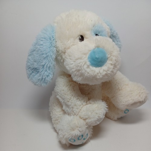 Okie Dokie Plush 10" Dog White With Blue Ears & Tail Stuffed Animal Puppy - Picture 2 of 12