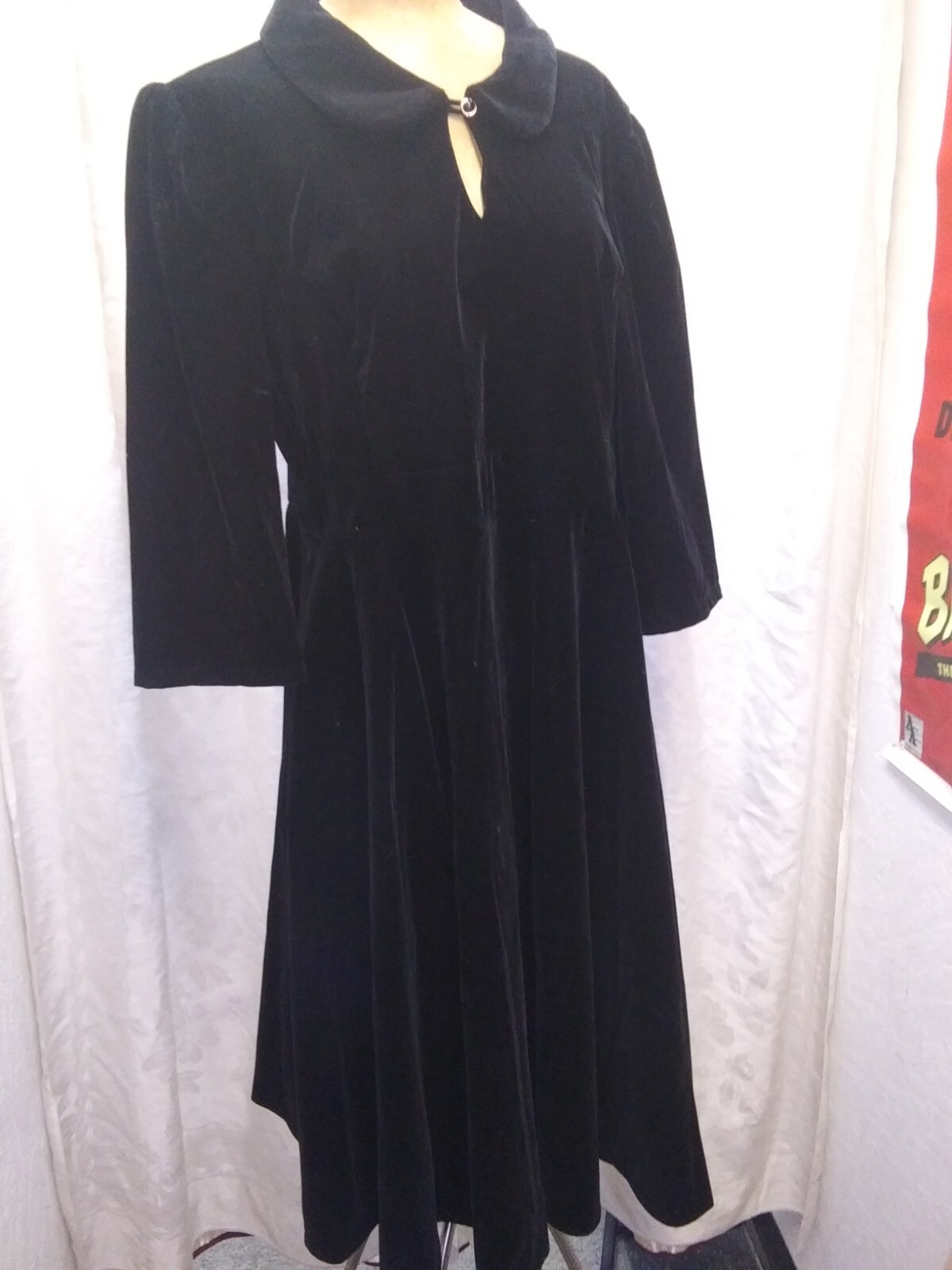 Vintage  Black Cotton Velvet Retro Dress by Heart… - image 1