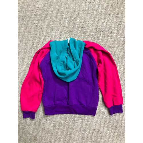 Vintage Dog Print Hoodie Color Block Pullover Kids Sweatshirt 4T - Picture 3 of 5