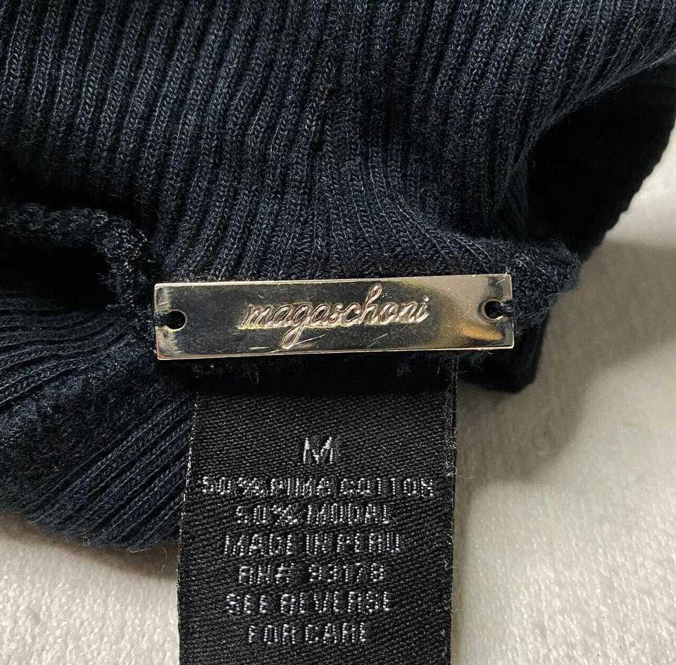 Top magaschoni para mujer talla M negro acanalado cuello falso sin mangas elástico Foto 3 de 4