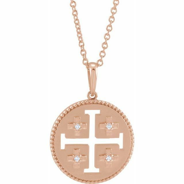 14k Yellow Gold .025 CTW Diamond Jerusalem Cross 16-18 14k Yellow Gold .025 CTW Diamond Jerusalem Cross 16-18
