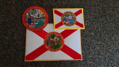 New Florida flag patch medium large or seal new full embroidered sew or Iron on 