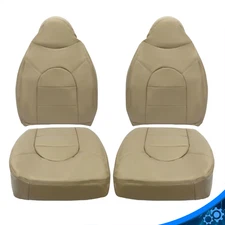 1999 2000 For Ford F250 F350 Lariat XLT Driver Passenger Leather Seat Cover TAN