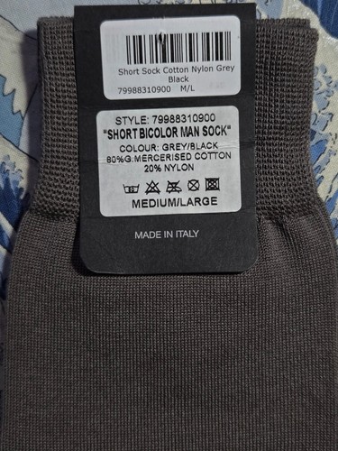 Harrys of London Italian Cotton Socks Grey Black Large UK 9-11 EUR43-45 RRP £25 - Picture 4 of 4