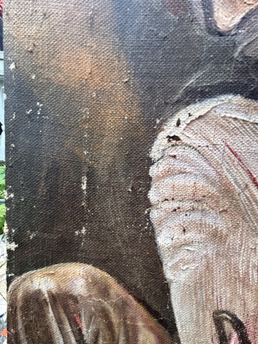 Antikes Öl auf Leinwand - modernistisches Porträt eines Mannes am Fenster, ungerahmt unsigniert - Bild 19 von 24
