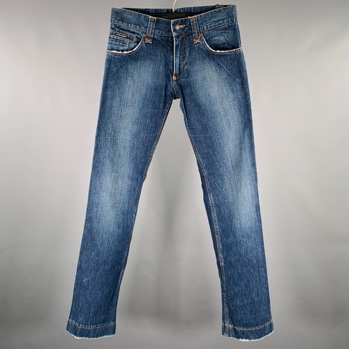 DOLCE & GABBANA Taglia 28 Jeans In Cotone Blu Con Cuciture A Contrasto