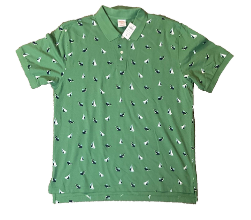 NWT Brooks Brothers Men's Short Sleeve Green Polo Golf Shirt Size L - Free Ship