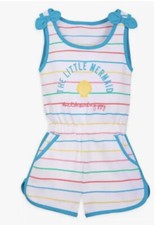 Disney THE LITTLE MERMAID Swimsuit Coverup Romper Size 3 Striped Embroidered NEW