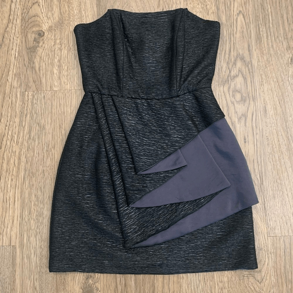 BCBGeneration Black Strapless Draped Front Dress - image 4