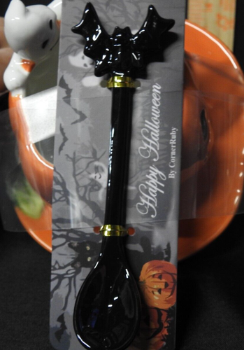 Corner Ruby Pumpkin Teacup Ghost Black Bat Spoon NEW - Picture 3 of 6
