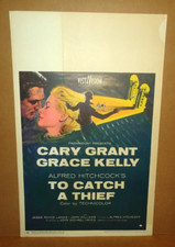 1955 Movie Poster Window Card Alfred Hitchcock To Catch A Thief Grace Kelly