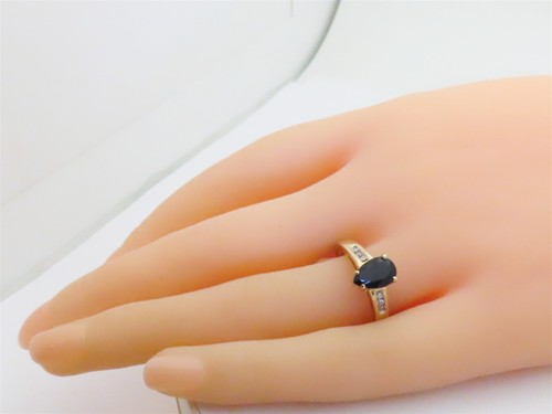 Natural Black Sapphire Diamond Ring Engagement Bridal Rings 10k Gold US 7 R1739 - Picture 8 of 9