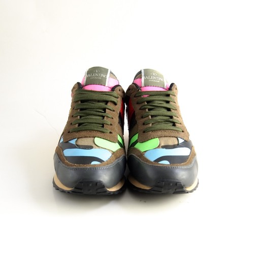Valentino Camo Rockstud Sneakers Suede Leather Womens Size EU 38 US 8 - Picture 5 of 12