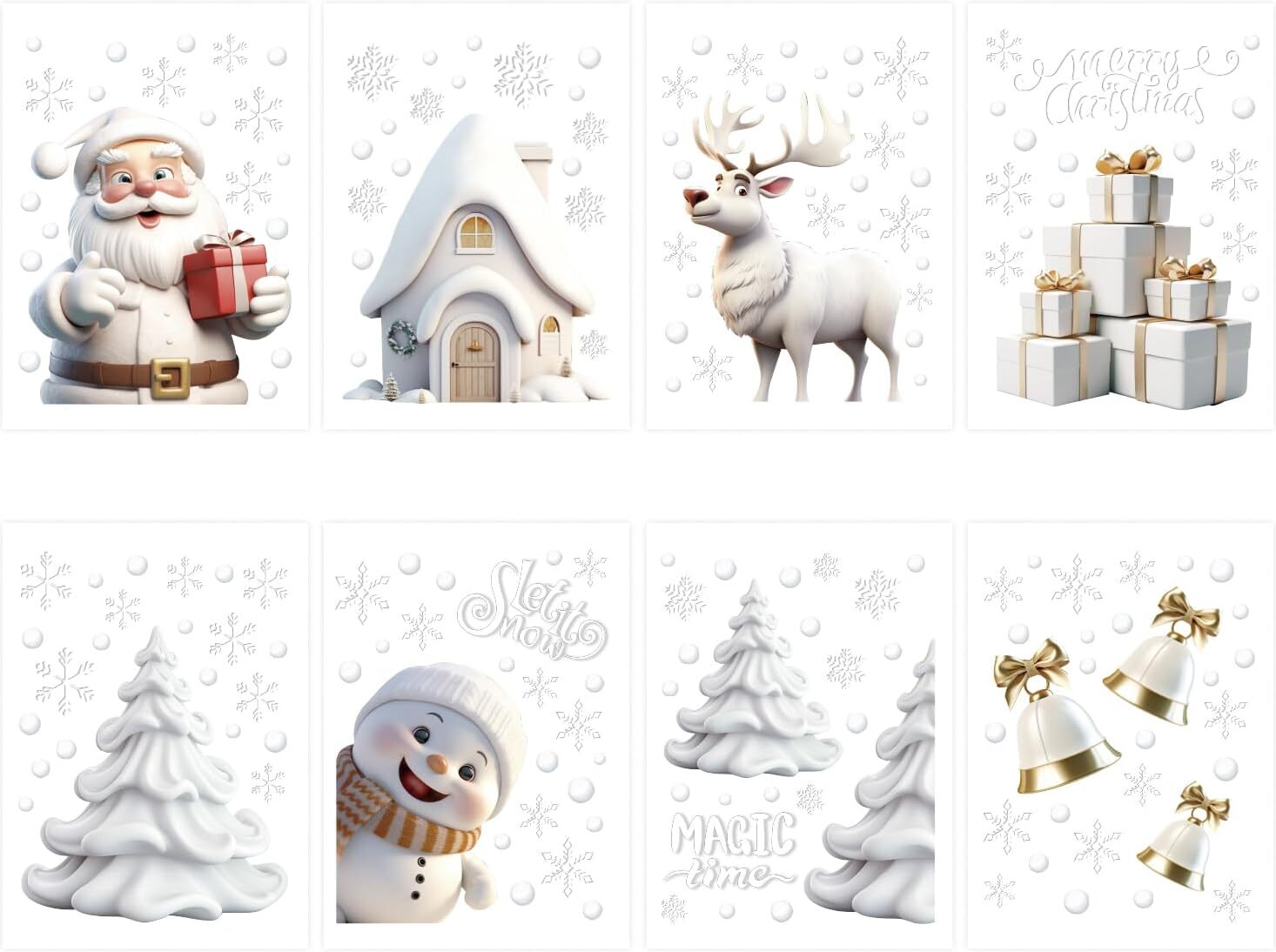 8 Sheets Christmas Window Stickers Christmas Window Cling Christmas Decal eBay