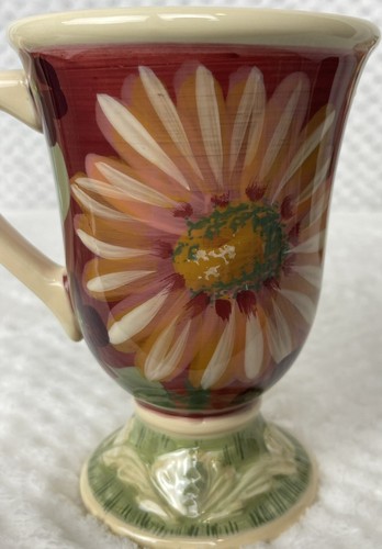 Certified International Floral Tapestry Pedestal Mugs Pamela Gladding Set of 4 - Picture 13 of 20