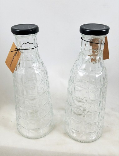 Set aus 2 Vintage-inspirierten Glasflaschen - 10" hoch fassen 32 Unzen pro Retro  - Bild 2 von 3