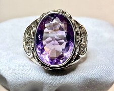 Faceted Amethyst Sterling Silver Ring Size 6