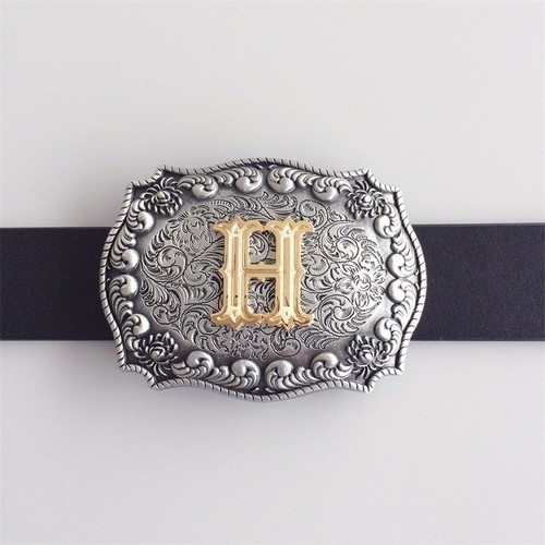 Hebilla de cinturón Western Initial Letter H cinturón así stock en EE. UU. - Imagen 5 de 8
