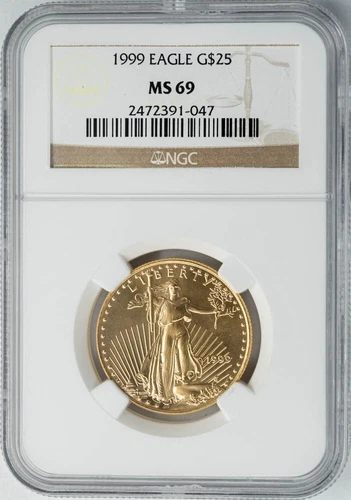 1999 $25 American Gold Eagle MS69 NGC 950110-1