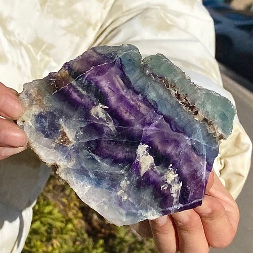 296G Natural and beautiful colored fluorite slice quartz crystal mineral sample - Picture 3 of 12