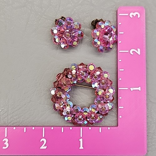 Set orecchini spilla fiore vintage orchidea zucchero clip su crema tono oro - Foto 18 di 18