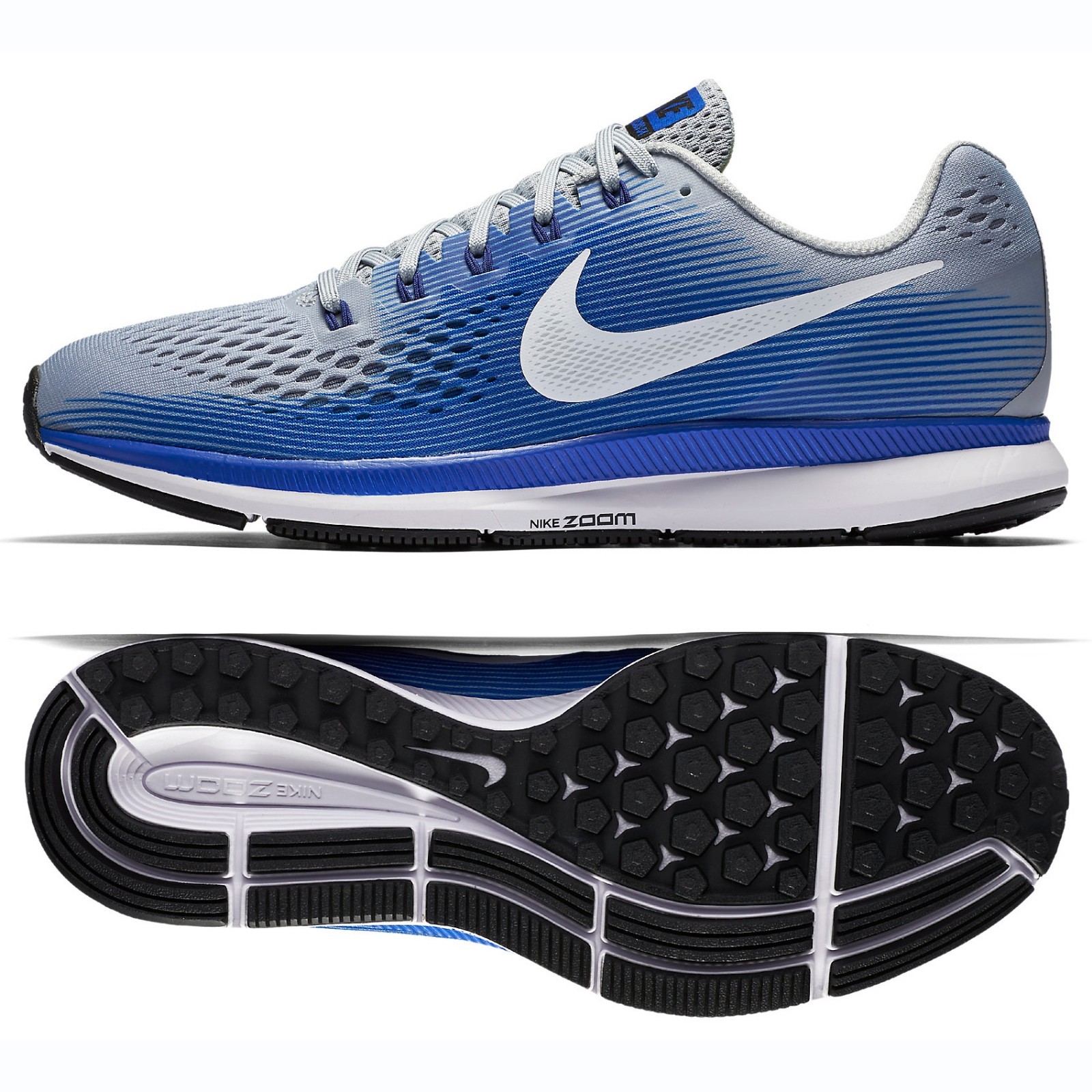 Nike Air Zoom Pegasus 34 880555-007 Grey/White/Blue Men's Running Shoes Sz 10.5 Nike Air Zoom Pegasus 34 880555-007 Grey/White/Blue Men's Running Shoes Sz 10.5