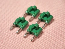 Four Pomona MDP Stackable Double Banana Plug with Cable Guide 4 Pack Green