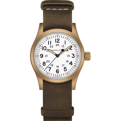 New Hamilton Khaki Field Mechanical Bronze White Dial Men's Watch H69459510