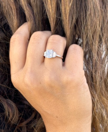 KISSEN UND HALBMOND MOISSANIT VERLOBUNGSRING 14K MASSIV WEISSGOLD 3,00CT - Bild 9 von 17
