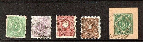 1880 Allemagne Empire P/Lot de 4 + 1 Sc#37 - Grands timbres-poste d'occasion - Photo 1/1