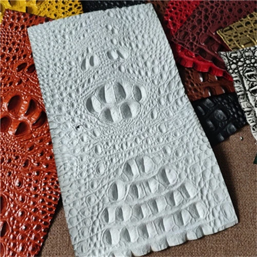 2X Real Cowhide Leather Hide Craft Leather Fabric Crocodile Pattern White7.3x4in - Picture 3 of 25