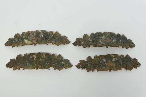 Set of 4 Antique Old Copper Handmade Finial Decorative Leaf Pattern Curved Parts - Picture 17 of 17