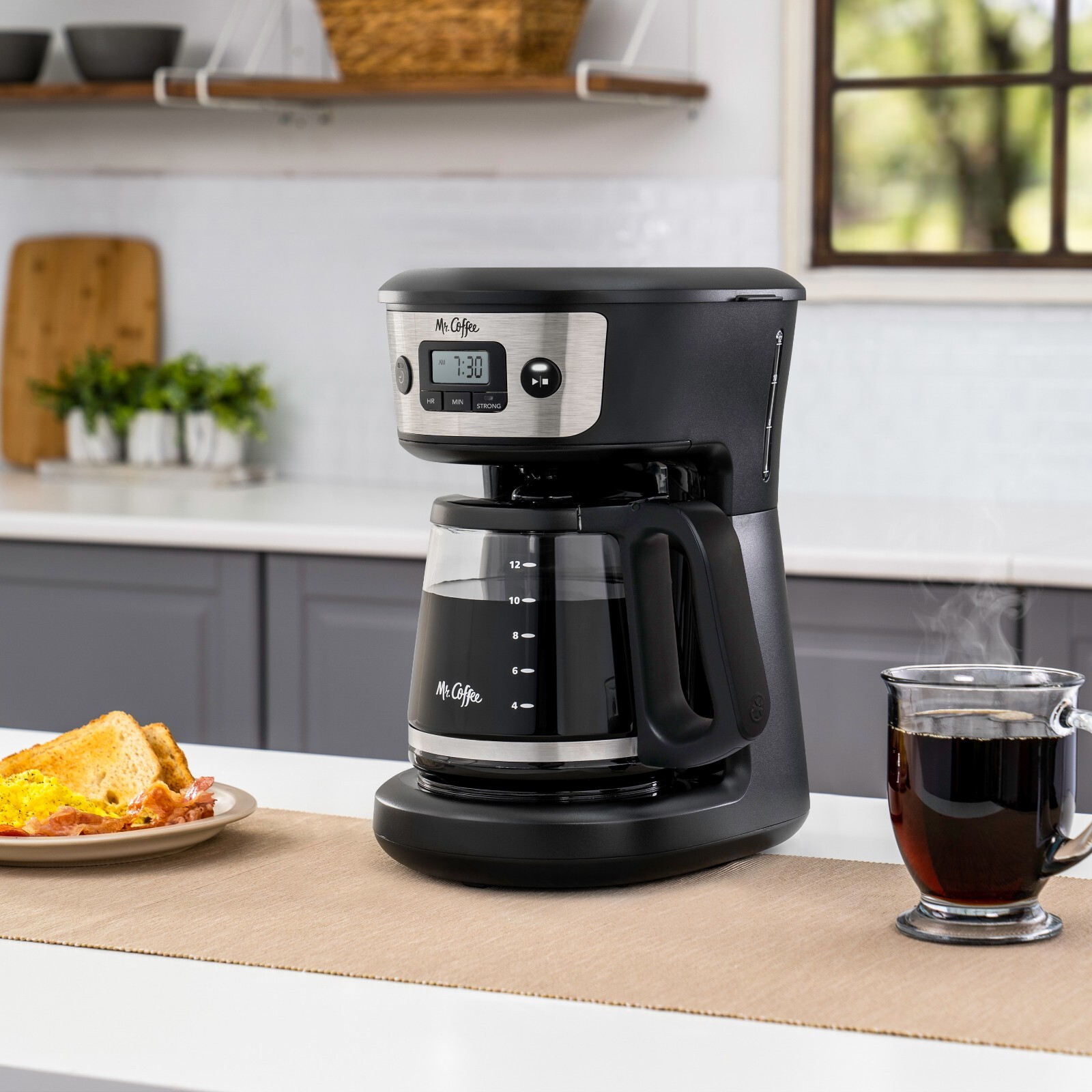 Coffee Maker  12-Cup Programmable with Strong Brew Selector, Stainless Steel