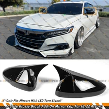 FOR 18-22 ACCORD M STYLE GLOSS BLACK SIDE MIRROR COVER CAP OVERLAY W/ LED CUTOUT