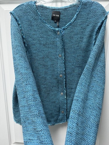 Giacca blazer donna Nic+Zoe con frange taglie forti 1x zip e bottoni a pressione blu/verde �� - Foto 6 di 11
