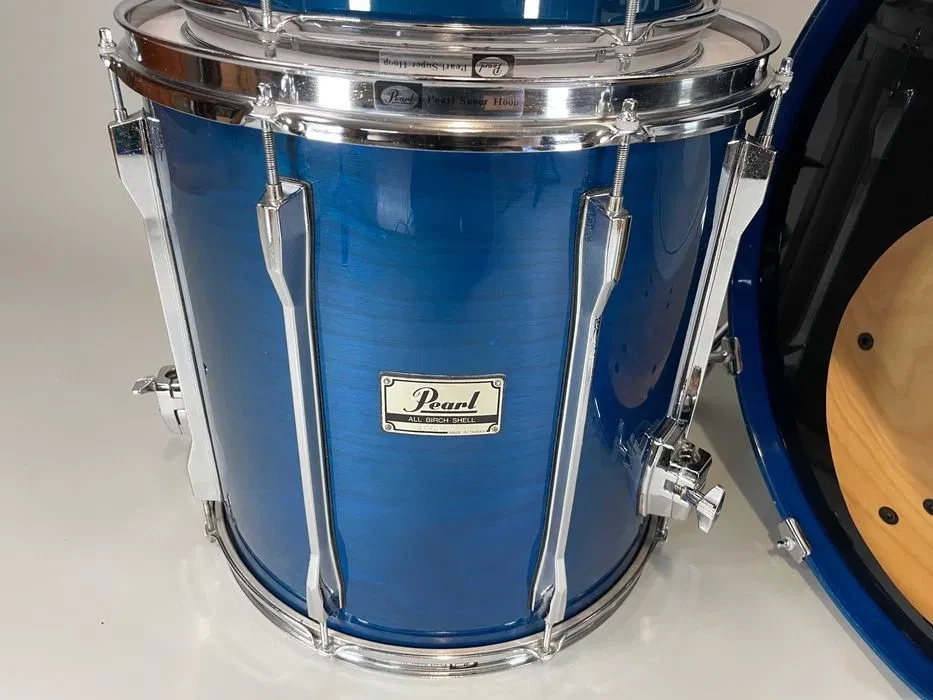 Laca azul transparente Pearl BLX 22"/12"/13"/16" - Tambores Perkusja vintage años 80 Foto 3 de 4