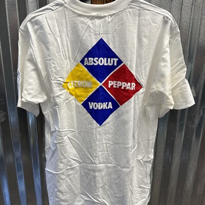 Vintage Absolut Vodka Peppar Citron Promo T-shirt XL Double Sided Single Stitch