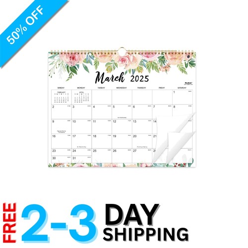18- Wall Calendar 2025-2026, Twin-Wire Binding with Floral Design