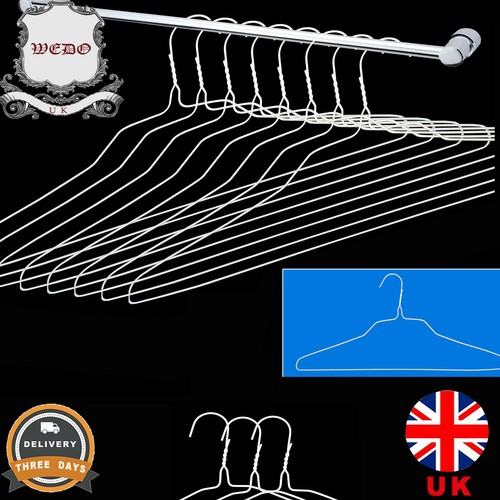 Extra Strong White Wire Steel Coat Hangers 50x 100x 500x (13G) WEEDOO UK NO.1 - 第 1/3 張圖片