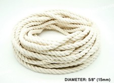 15mm - Natural White 3 Strand Cotton Twisted Cord Rope Craft Macrame Artisan