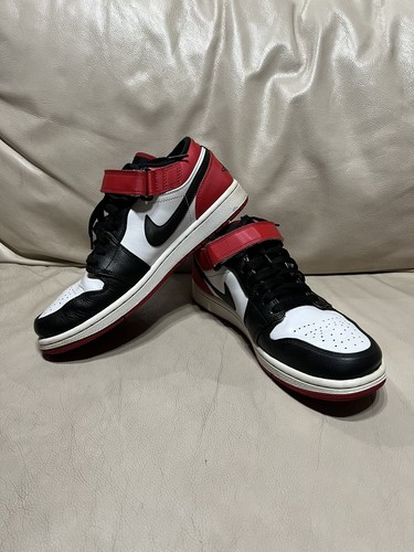 Nike Air Jordan 1 Low Black Toe Strap White Gym Red Men's SZ 8 574420-101 - Picture 12 of 12