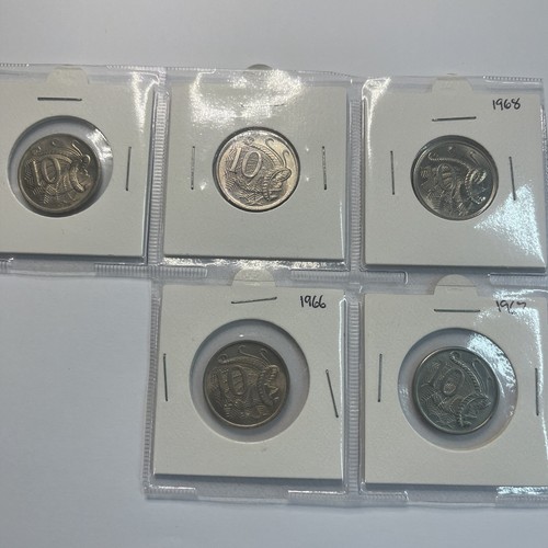 1966 to 1974 Ten 10 Cent Coin Set - Uncirculated Scarce Date Date Collection - Picture 6 of 7