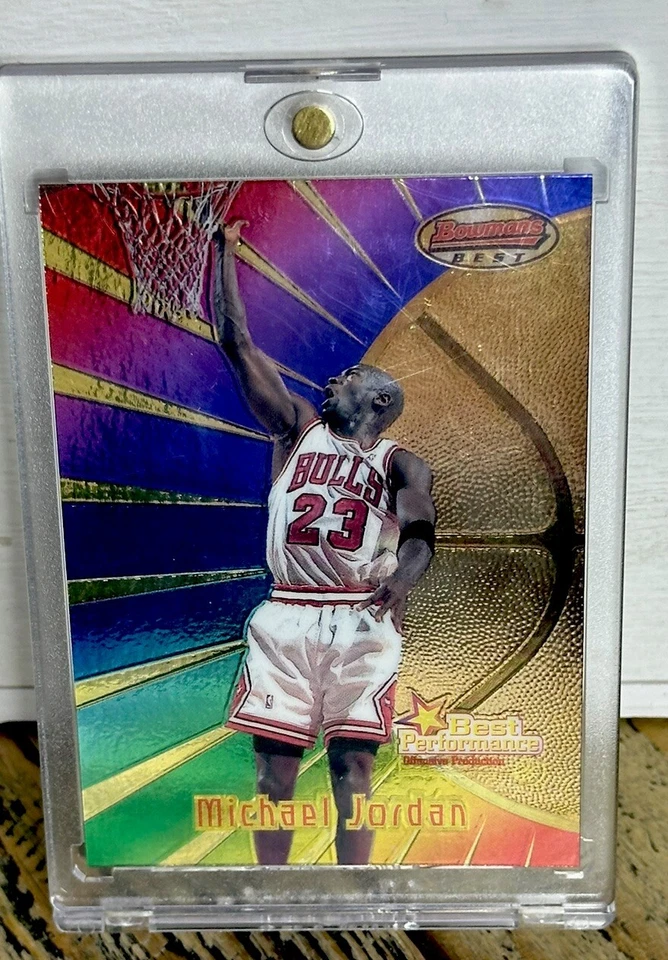 Tarjeta Michael Jordan TOPPS AÑOS 90 INSERTAR ARCO IRIS HOLO FOIL RARA 🔥 CAMISETA DE LOS BULLS #23 Foto 4 de 4