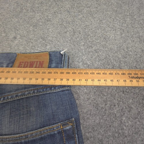 Edwin Jeans womens 28 Blue Denim Straight Cotton button Fly Japan Size 28x26 - Picture 10 of 12