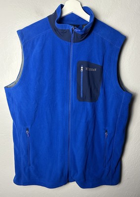 NWT Marmot Reactor Vest Mens Extra Large XL Full Zip Blue Fleece Pocket Polartec