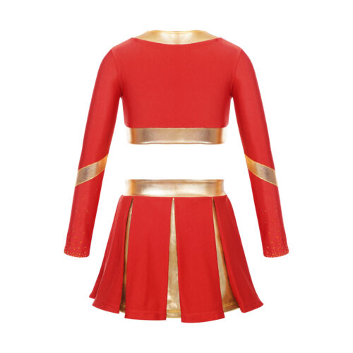 Cheerleader Costume for Girls Crop Top and Pleated Skirt Carnival Fancy Dress - Picture 2 of 67