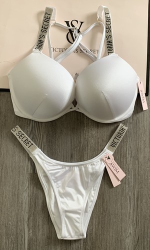 34DD/S Victoria Secret Bombshell Add-2-Cup Push Up und Brazilian Bikini Schwimmen NEU